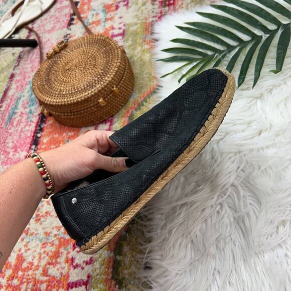 UGG Neutral Black Fleece Leather Sandrinne II Snake Espadrille Loafer 10 1015804 - Picture 8 of 9